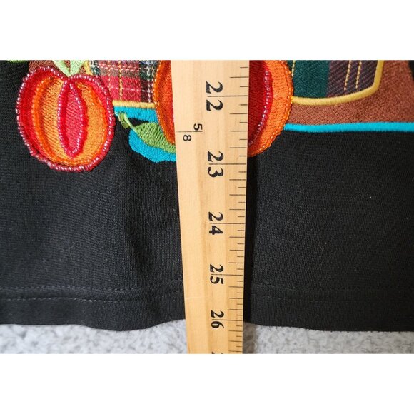 The Quacker Factory Women's Sz M L/S Shirt Halloween Autumn Pumpkin Patch Black - Picture 9 of 12